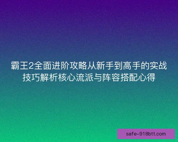 霸王2全面进阶攻略从新手到高手的实战技巧解析核心流派与阵容搭配心得