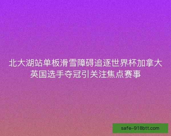 北大湖站单板滑雪障碍追逐世界杯加拿大英国选手夺冠引关注焦点赛事
